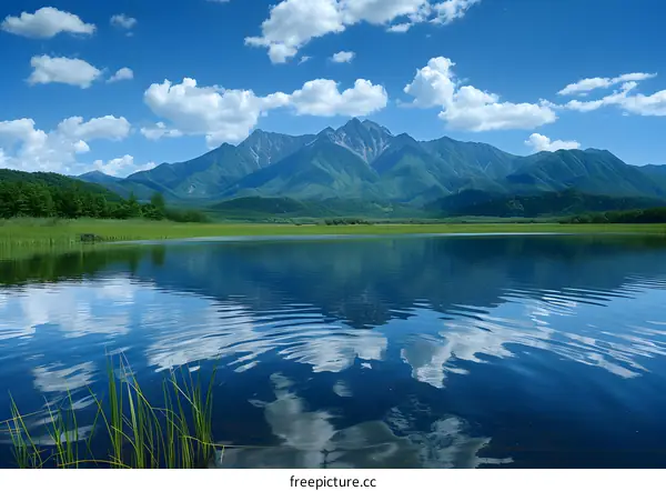 Mountain Reflection in Calm Lake Water
