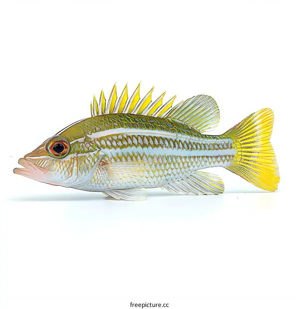 Yellow Striped Fish on White Background