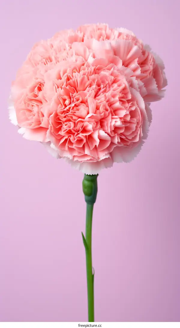 Light pink carnations in front of a pink background