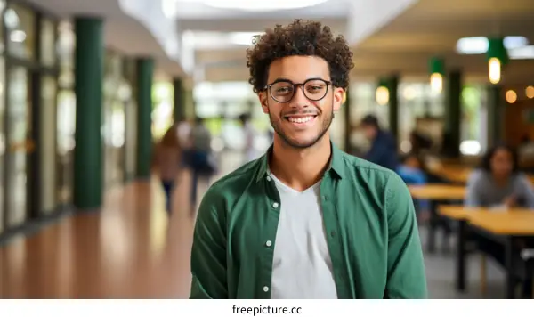 Portrait of a smiling young male college student on campus