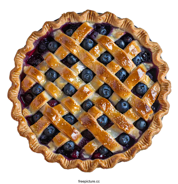 [Transparent Background PNG]Homemade blueberry pie with lattice crust