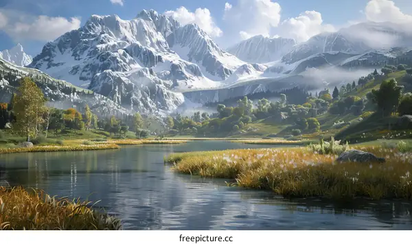Fantasy Mountain Lake Landscape