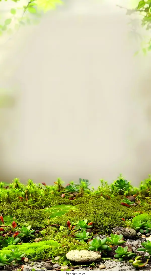 Green Moss and Succulents Background