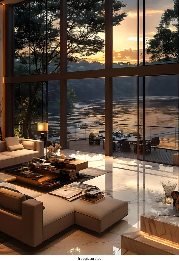 Luxury Living Room with Ocean View