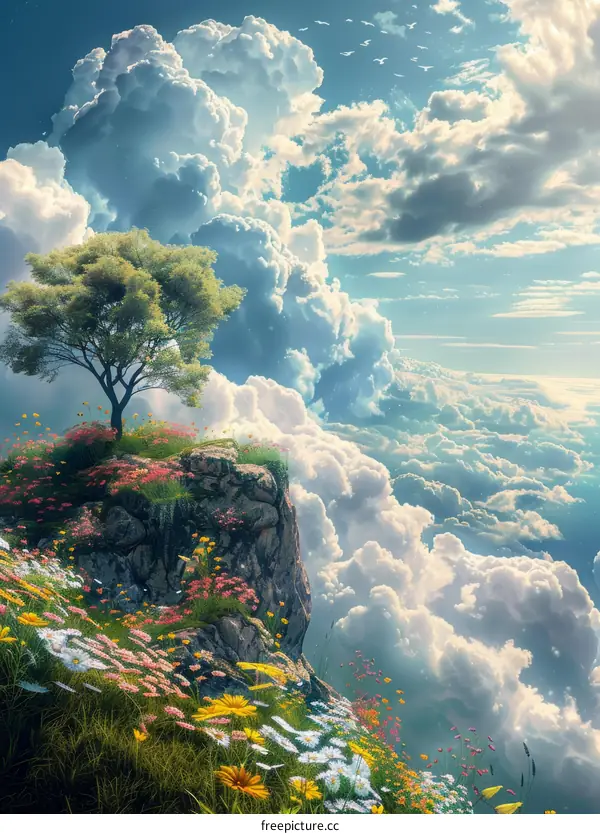 A Wonderful Mountainous Scenery Above the Clouds