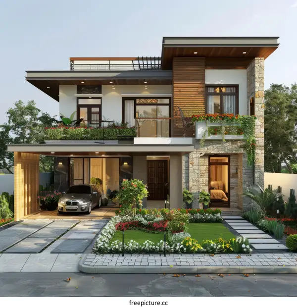 A Stunning Two-Story Contemporary House with a Modern Exterior Design