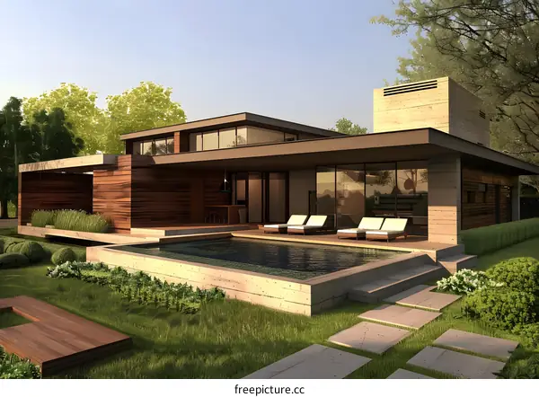 Modern Home with Pool and Patio