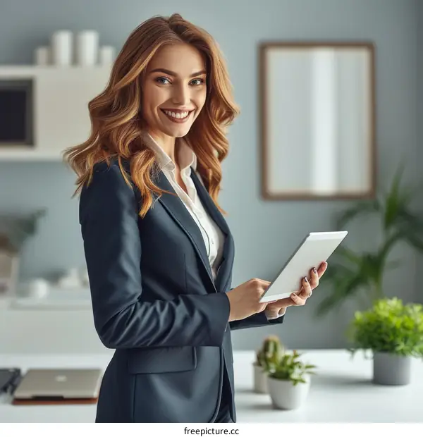 Confident Business Woman Using Tablet in the Office