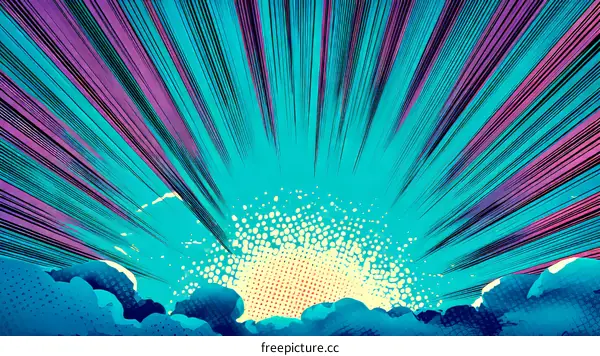 Dynamic Comic Book Style Sunrise Illustration