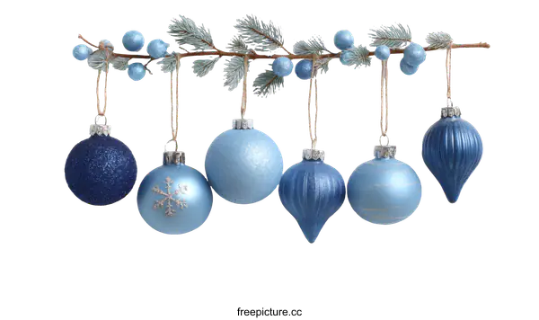 [Transparent Background PNG]Elegant Blue Christmas Ornaments Arrangement