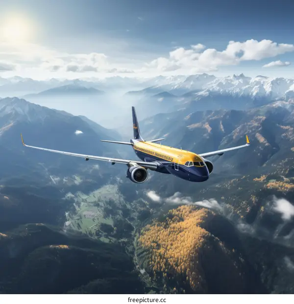 airplane flying over snow capped mountains