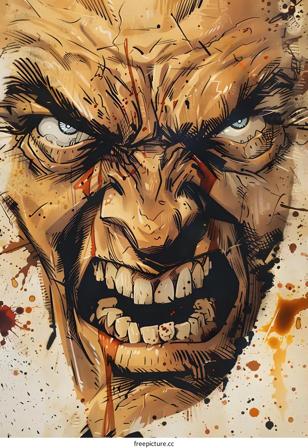 close up of a fictional character wolverine face