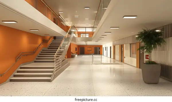 Modern Interior Design With Stairs And Plant