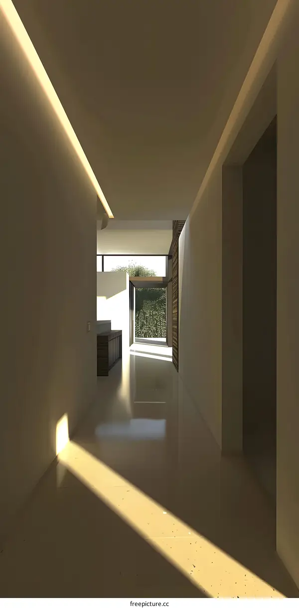 Modern Minimalist Interior Design with Sunlight Streaming Through Window