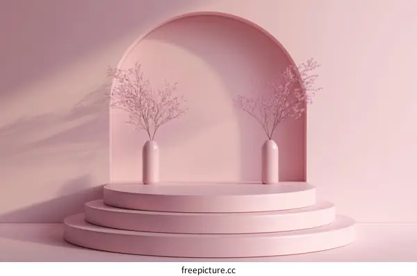 Pink Minimalist Floral Display Stage