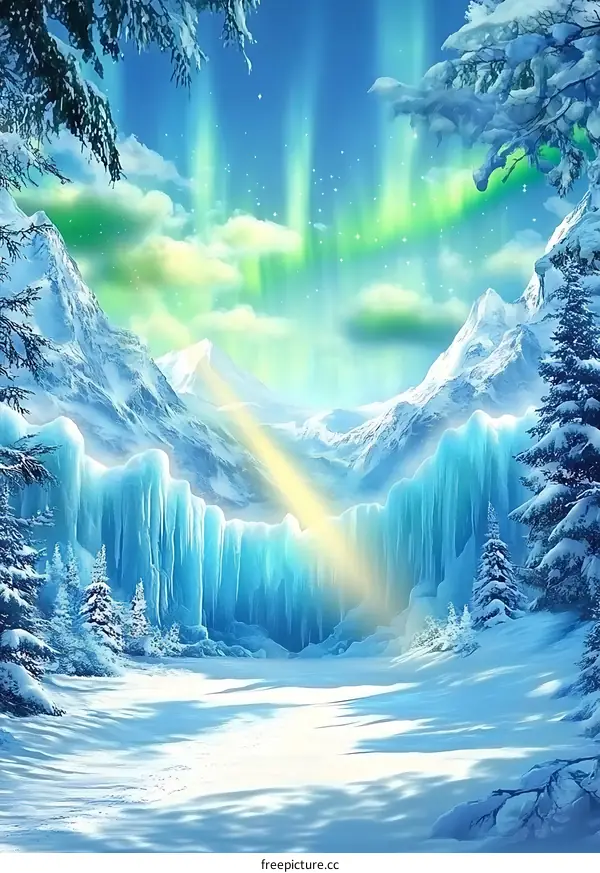 Winter Wonderland with Northern Lights