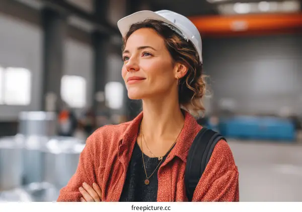 Confident Female Engineer in a Factory