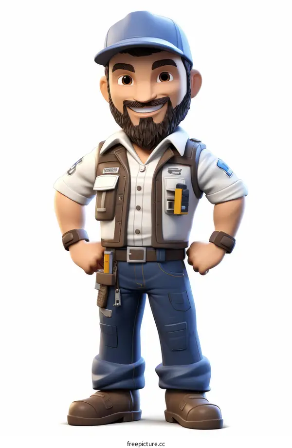 A cartoon image of a male construction worker