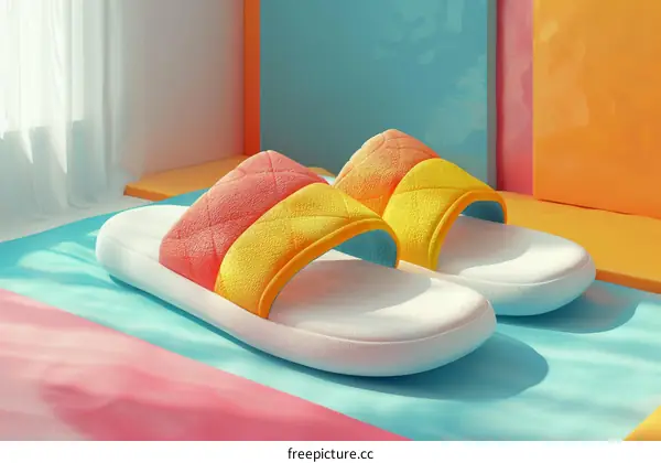 Gradient Slippers in a Vivid Room