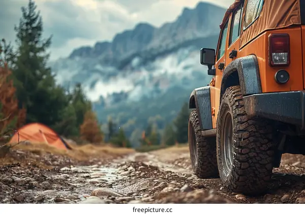 All-terrain vehicle on a mountain road