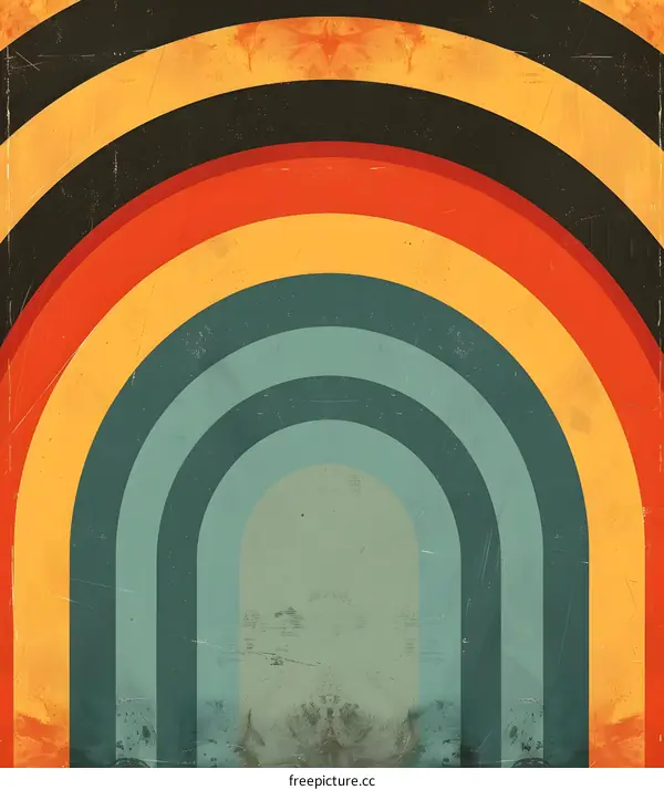 Abstract Retro Rainbow Arch Pattern Background