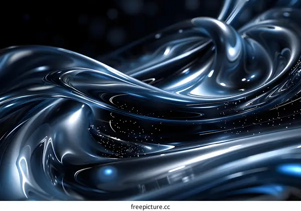Abstract Blue Metallic Wavy Background