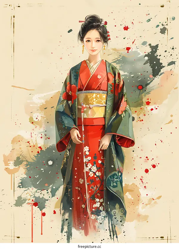 A Japanese Geisha in Kimono