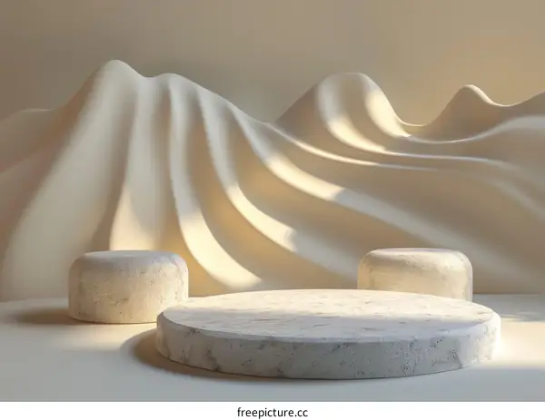 Beige Abstract Display Podium