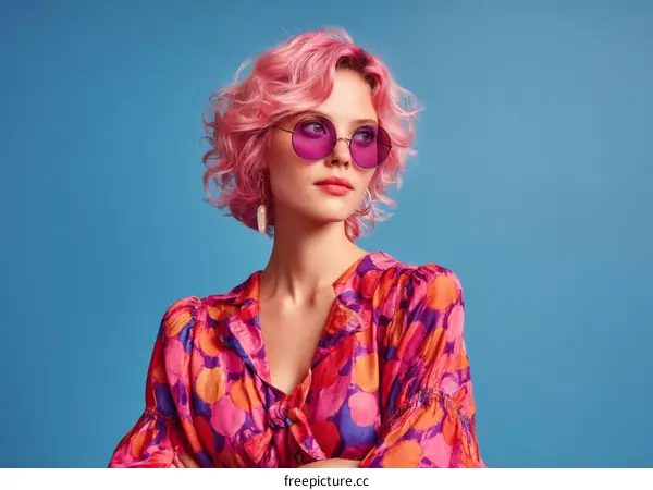 Trendy Woman in Colorful Fashionable Outfit