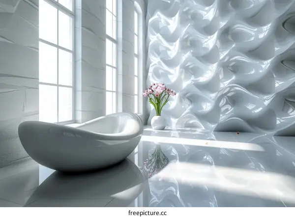 Modern Stylish White Bathtub Interior Design