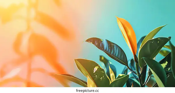 Green Leaves Against A Blue Sky Background