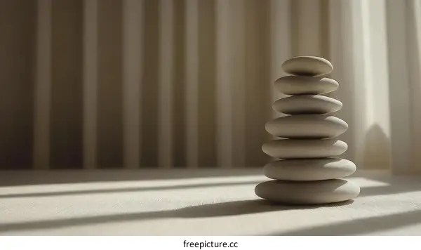 Balanced Stones in a Peaceful Interior Setting