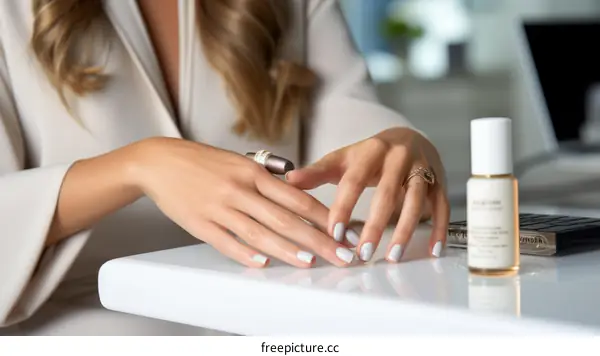 woman applying anti-aging cream on her hand