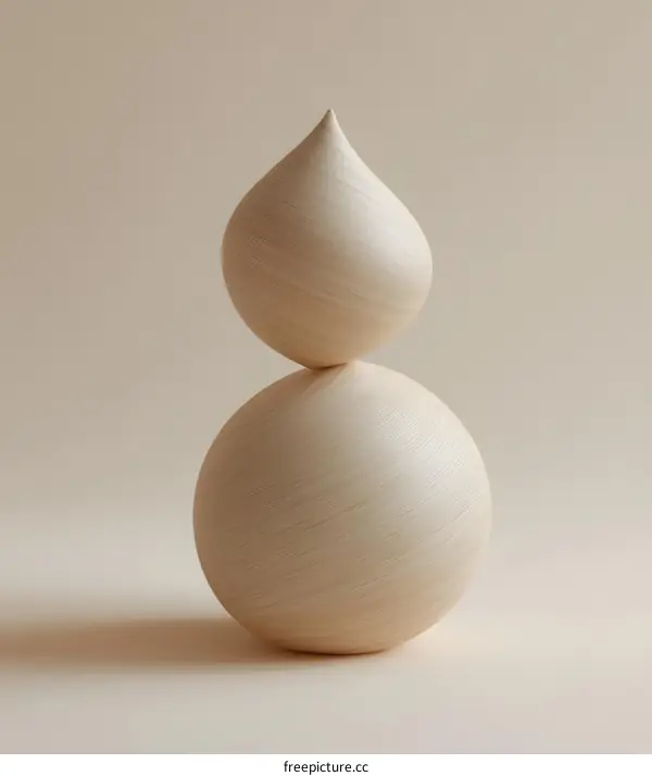 Wooden Abstract Sculpture with a Drop Shape