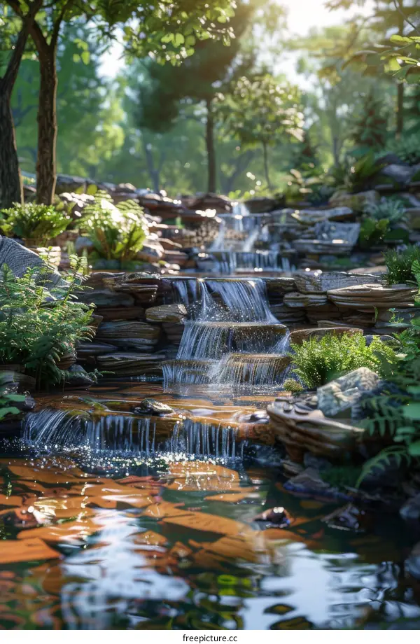 Waterfall in the Lush Forest