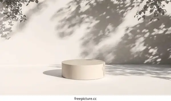 Beige Cylindrical Product Display Stand in Natural Light