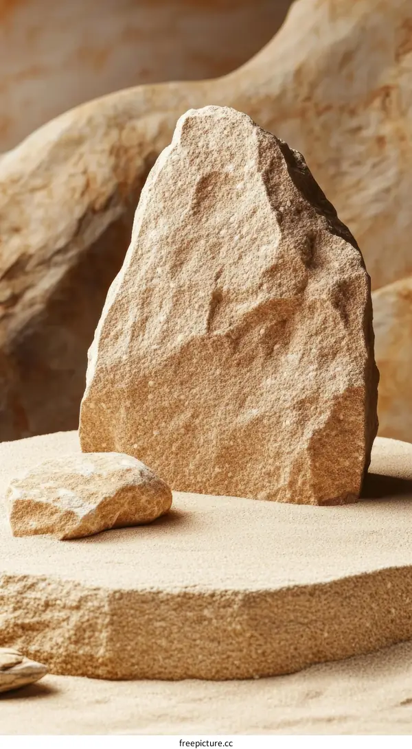 Beige Stone and Sand Composition for Display
