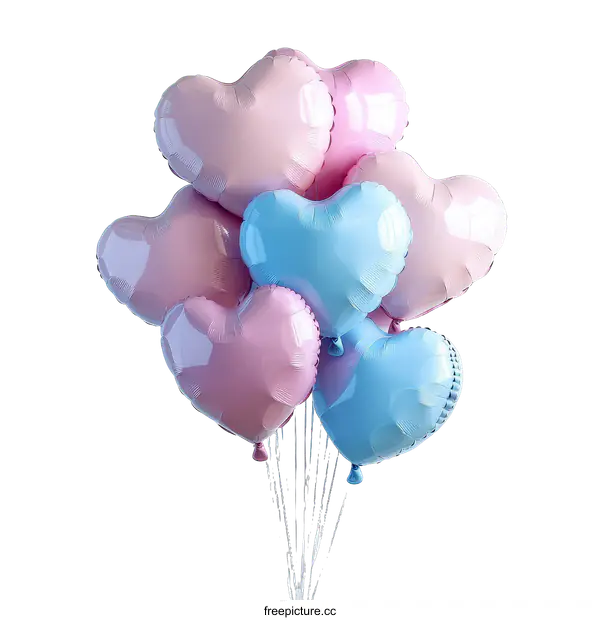 [Transparent Background PNG]Heart-Shaped Balloons Bunch Illustration