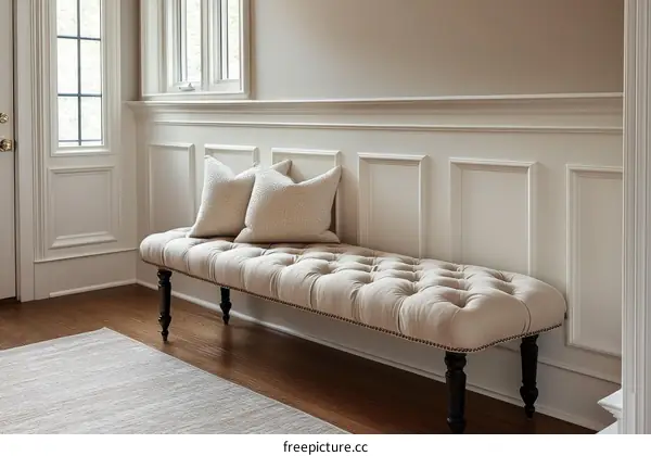Elegant Entryway Bench with Decorative Paneling