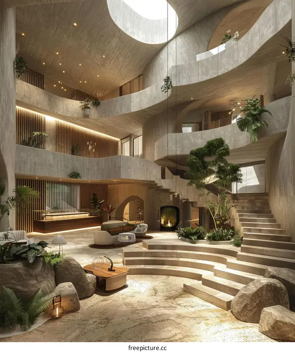 Modern Concrete Architecture Lobby Design