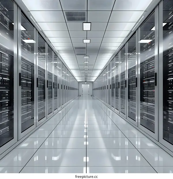 Futuristic Sci-Fi Server Room With Glowing Lights