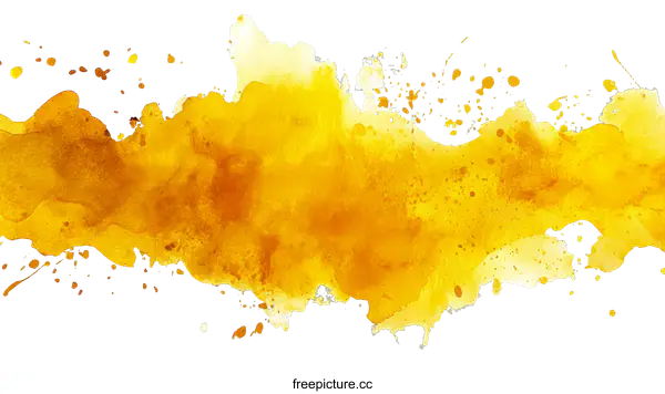[Transparent Background PNG]Abstract Watercolor Yellow Blot Painting