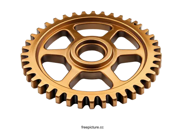 [Transparent Background PNG]Detailed Close-up View of a Gold-Colored Gear