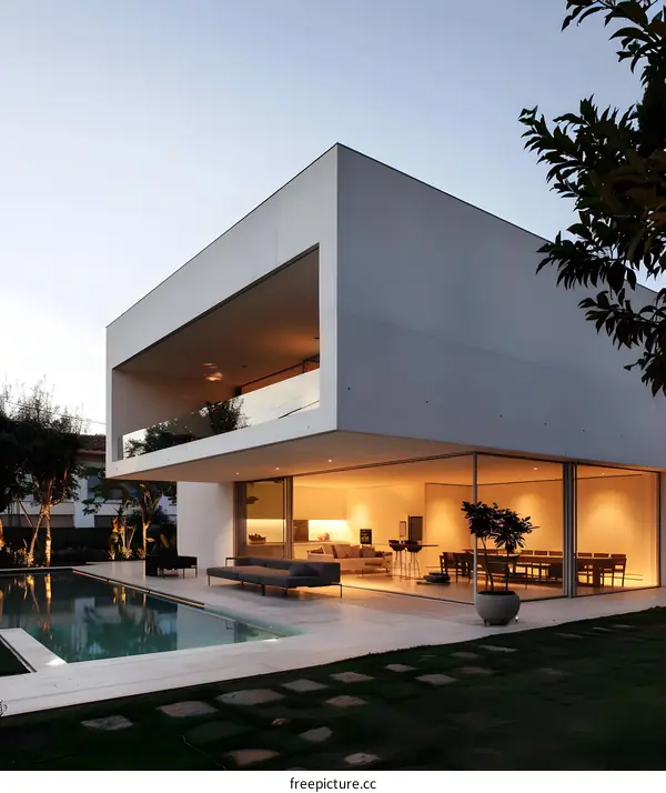 Modern Minimalist House with Pool and Patio