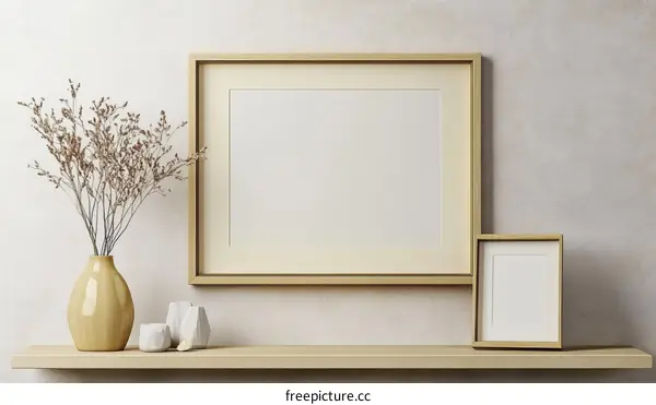 Empty Picture Frames on Shelf Interior Design