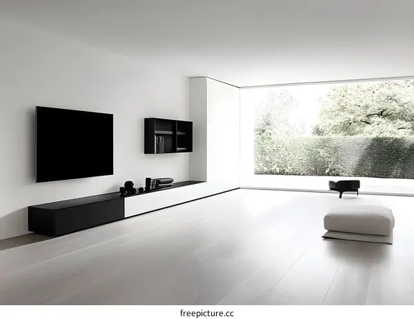 Minimalist Living Room with White Walls and Modern Furniture