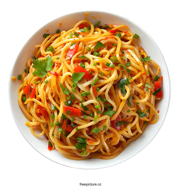 [Transparent Background PNG]bowl of spicy noodles with vegetables