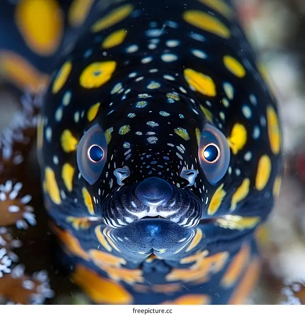 Close Up Portrait of a Geometric Moray Eel