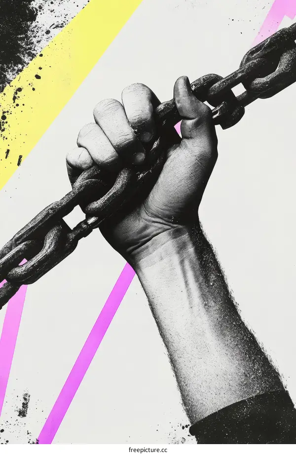 Hand Holding Chain Abstract Art Piece