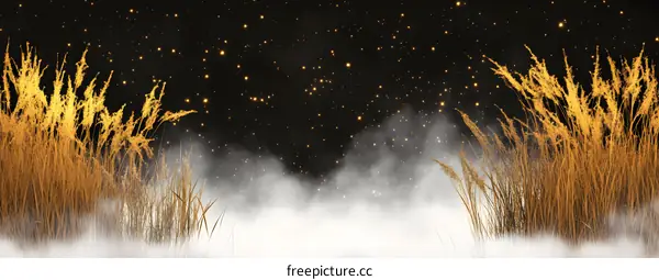 Golden Grass with Stars and Smoke Background